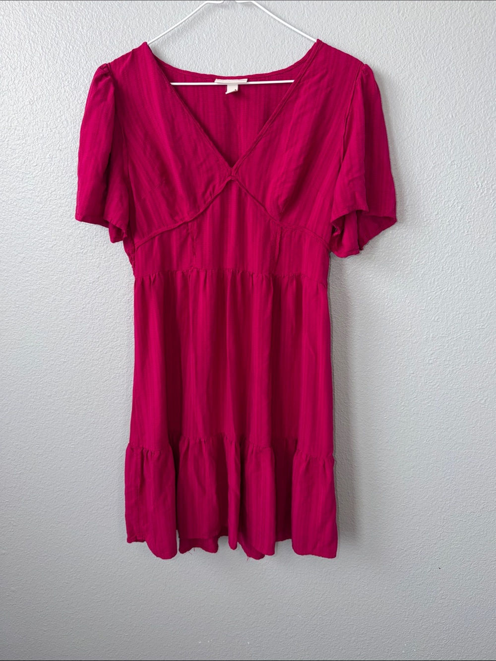 Knox Rose Fuchsia Pink V-Neck Short Sleeve Dress